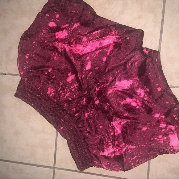 Free people boho acid high waisted satin embroidered tie dye shorts fall casual - Picture 2 of 6